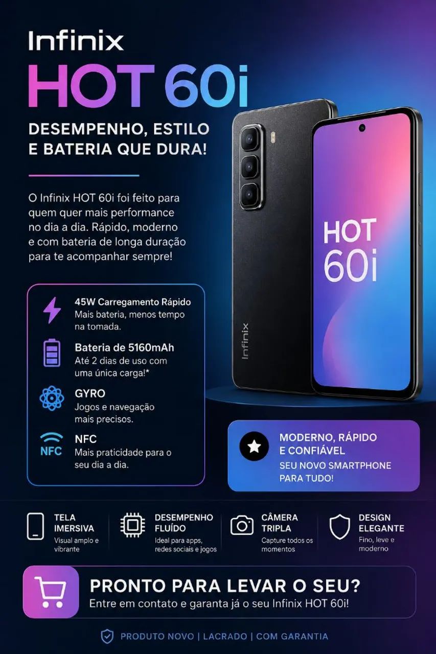 Celular Infinix Hot60i 256GB 8 ram - Foto 2