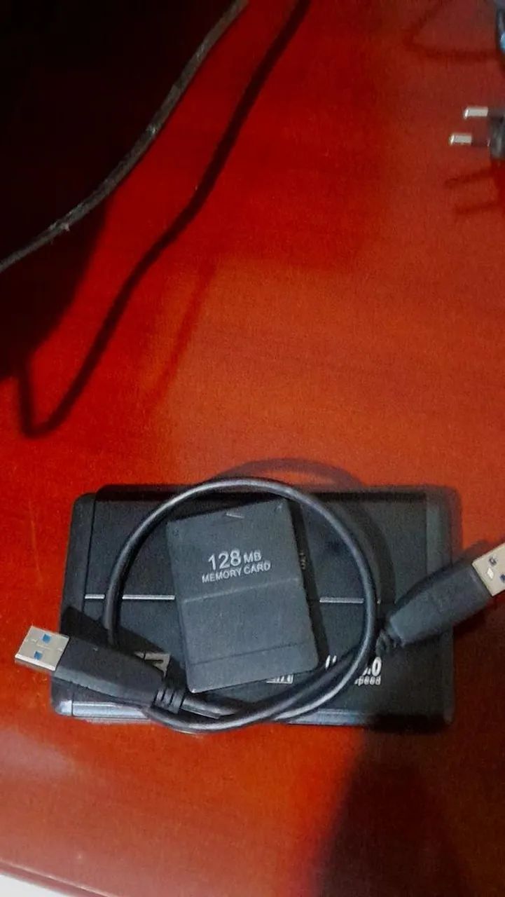 PS2 usado + HD externo 500mb com 300 jogos + todos os cabos +  1 controle - Foto 3