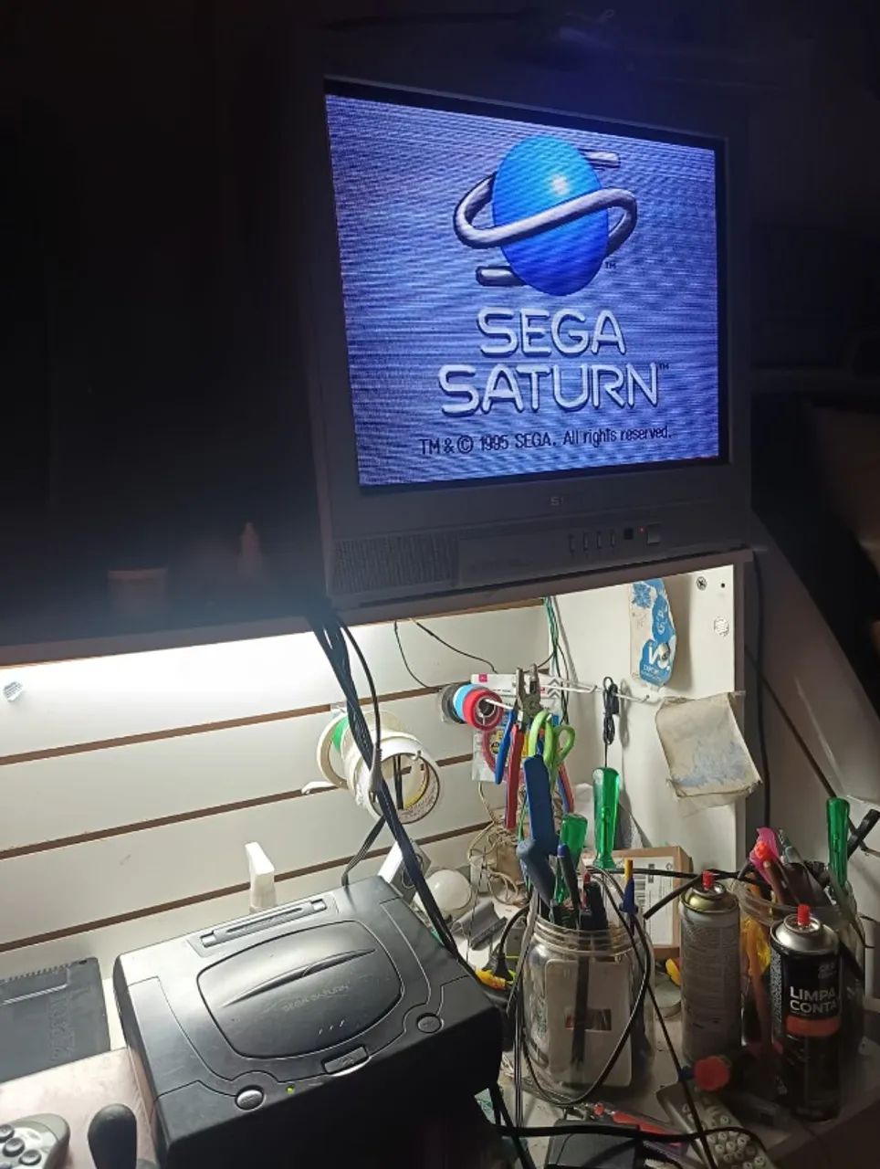 sega Saturn tectoy Com fenrir + 64gb Com Cabo E Controle