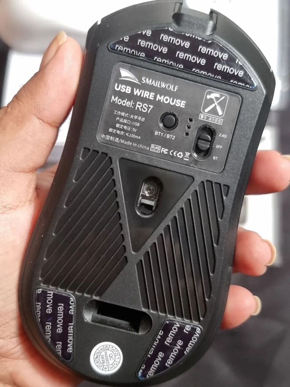 Mouse Sem Fio Smallwolf RS7 Bluetooth 2.4G - Preto/Branco - Foto 4