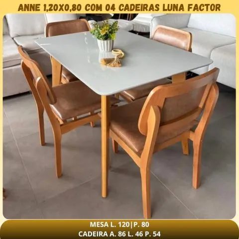 Anne 1,20 c 4 cadeiras Luna factor 