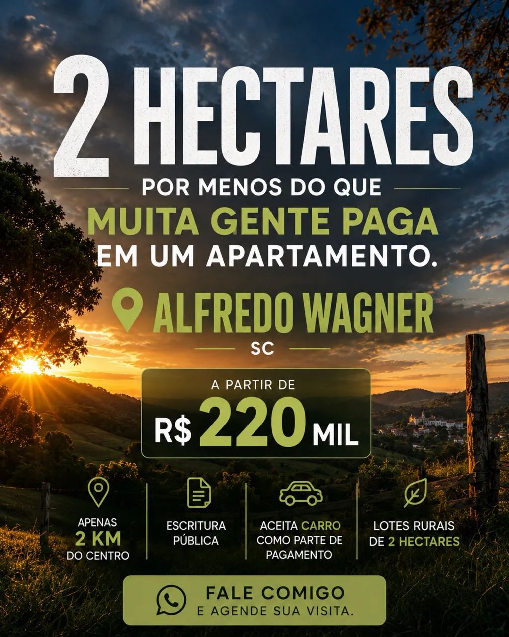 Terreno Alfredo Wagner, 2 hectares, 2 km do centro 