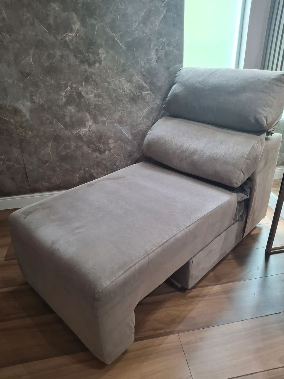 Poltrona Chaise Reclinável em Suede - Foto 2