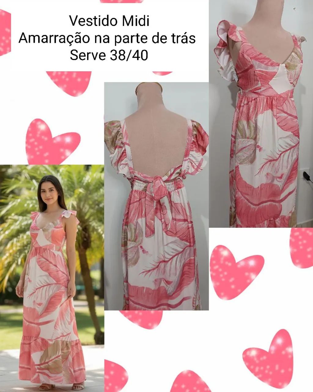 Vestido rosa com babados. - Foto 2