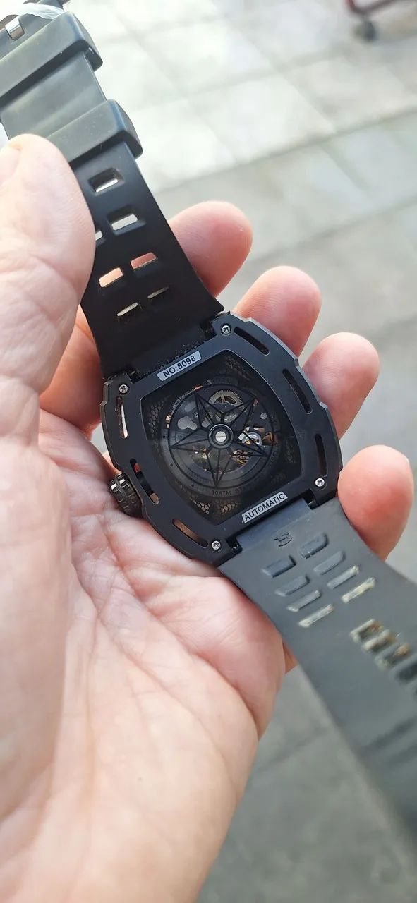 RELÓGIO AILANG AUTOMÁTICO SKELETON MASCULINO - PRETO - Foto 3