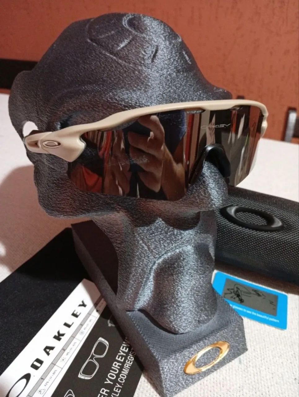Oculos de Sol Oakley Radar EV Path Linha Premium Bege e Prata - Foto 5
