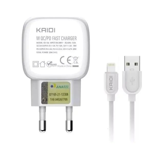 Cabo Carregador KAIDI USB e Lightning 1m Branco