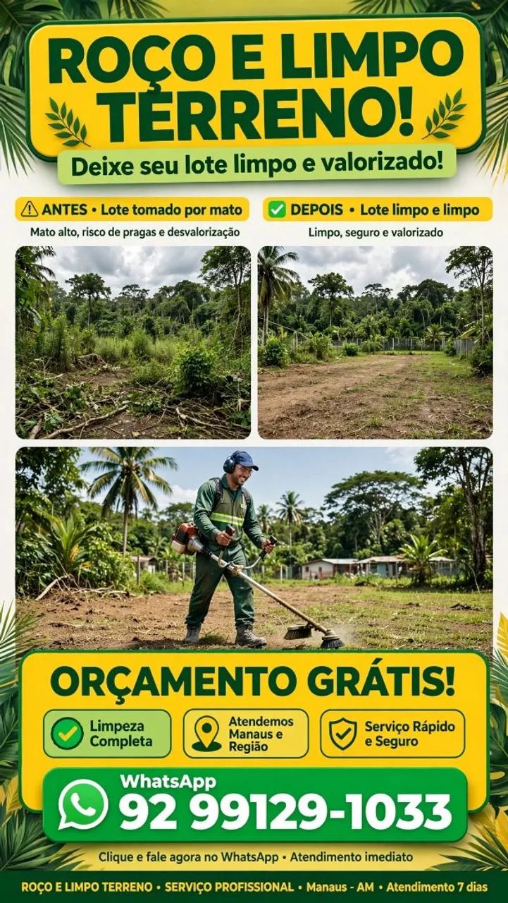 ROÇO E LIMPO TERRENO - ORÇAMENTO GRÁTIS!