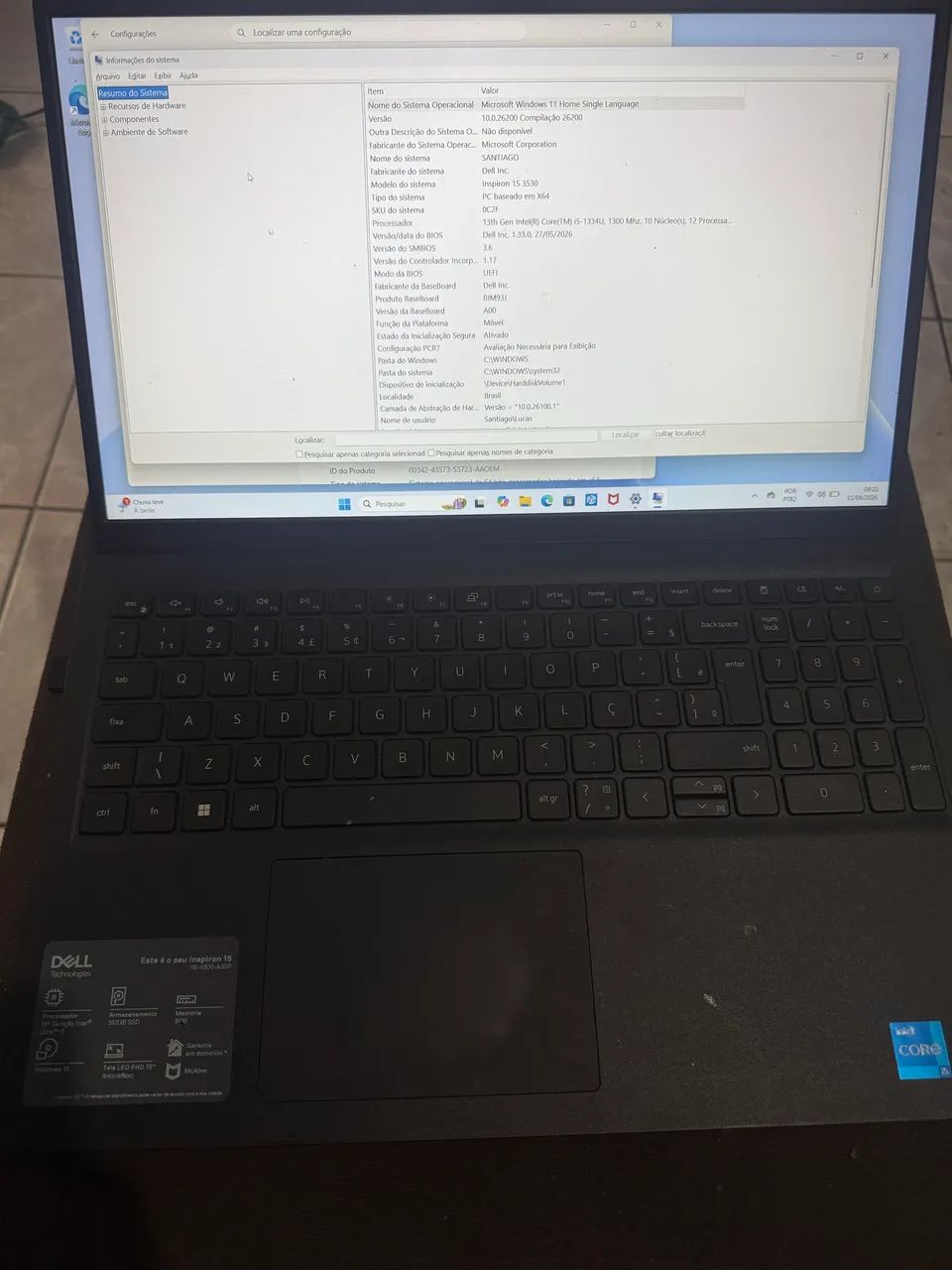 NOTEBOOK DELL INSPIRON 15 SERIE 3530