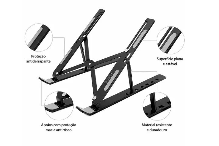 Suporte para notebook em alumínio, Preto, LSA4, Ergo - Foto 4