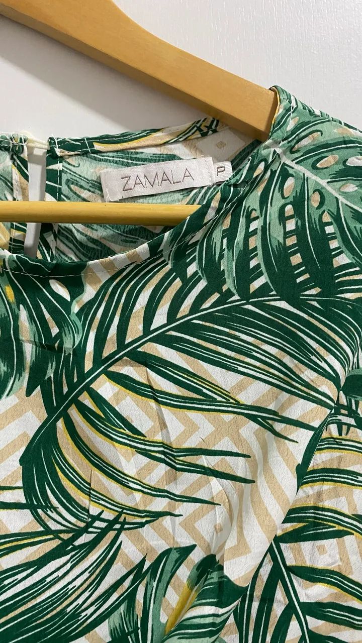 blusa estampada verde folhagens P - Foto 3