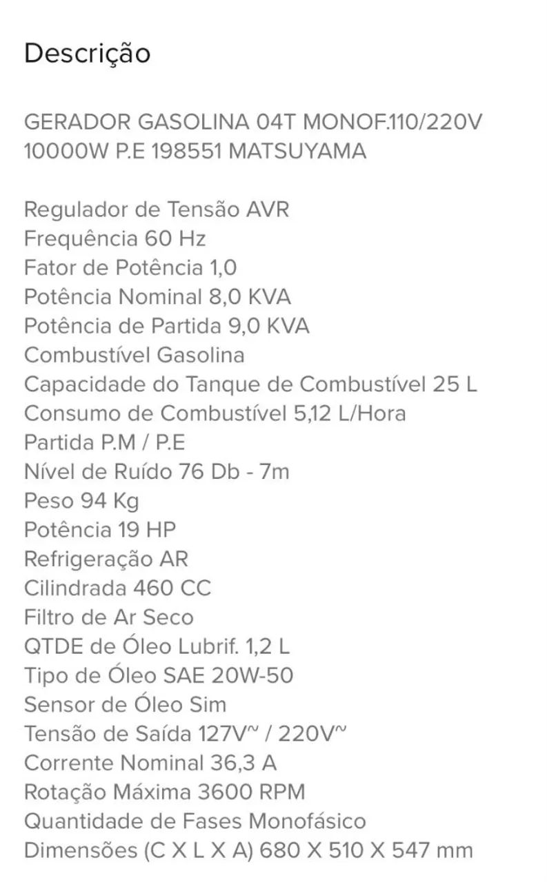 Gerador de Energia a gasolina Matsuyama - Foto 6