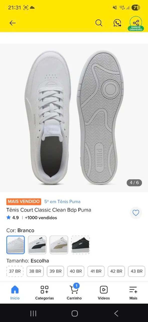 Tênis puma usado 1x 
