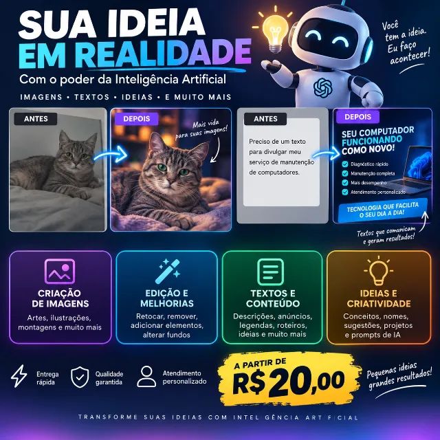 Eu vou transformar sua ideia em algo incrível usando I.A