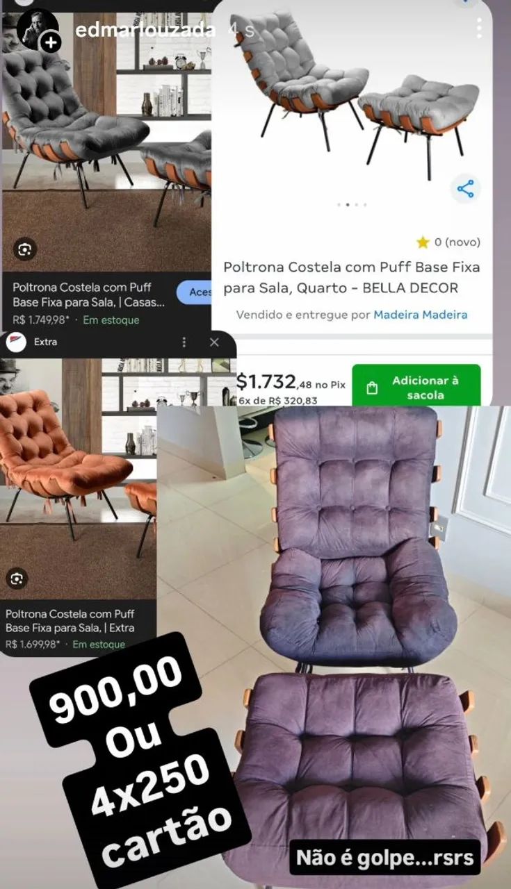 Poltrona com puf preta - Foto 2