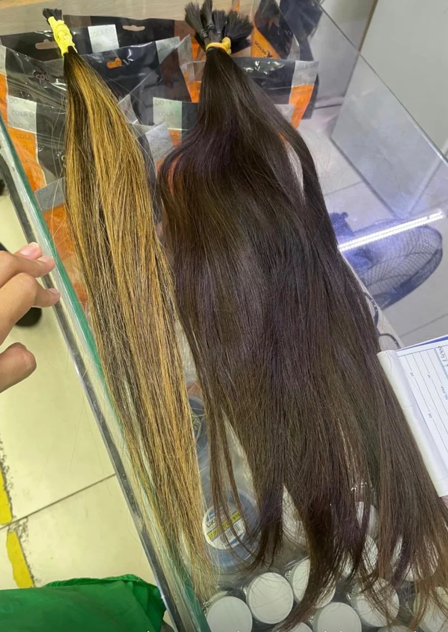 MEGA HAIR NATURAL - CASTANHO PREMIUM COM MECHAS ( 50 cm) Cabelo 100% natural, - Foto 4
