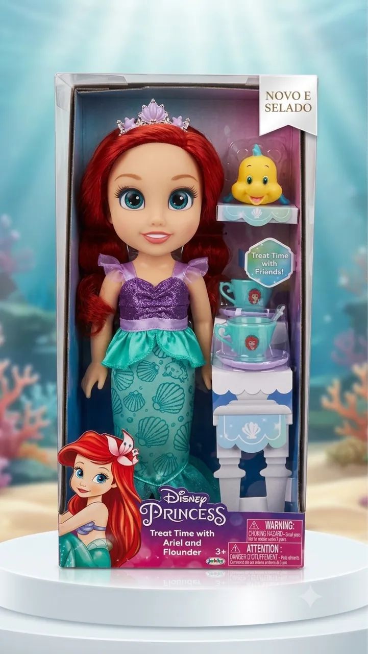 Boneca Ariel Pequena Sereia E Linguado Jakks Pacific Disney Princess Original Na Caixa