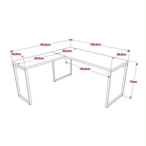 Mesa em L e estante para escritório - Foto 3