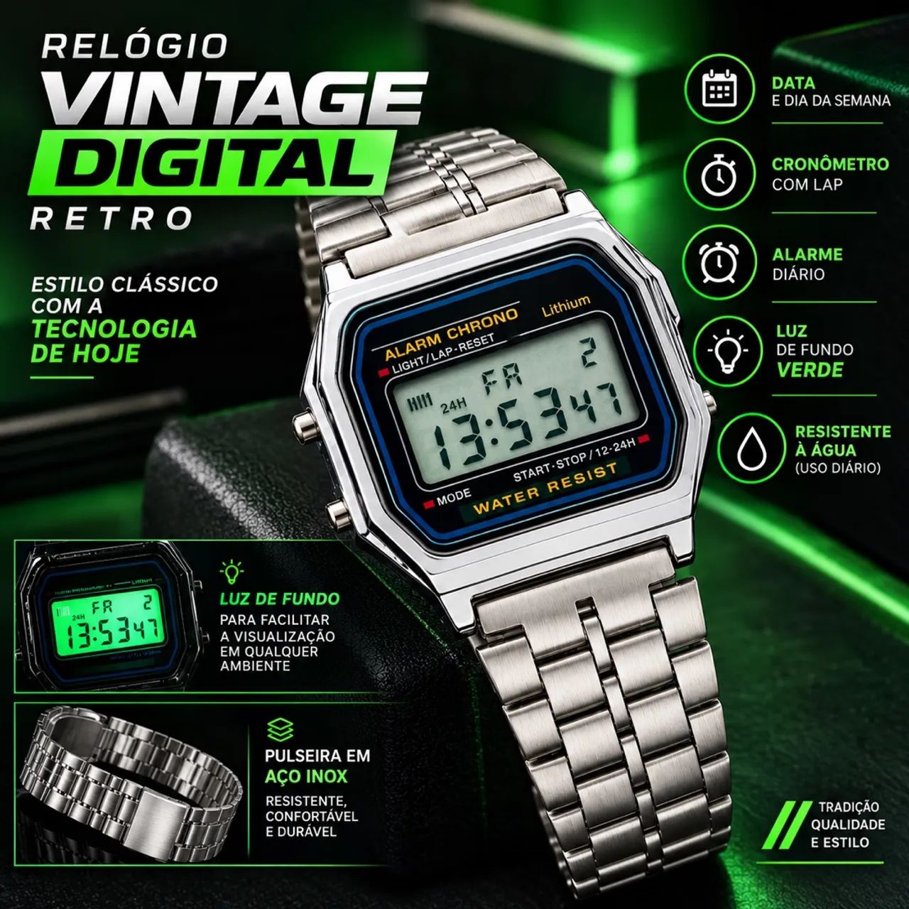 Relogio Digital Vintage Retro Estilo Cassio