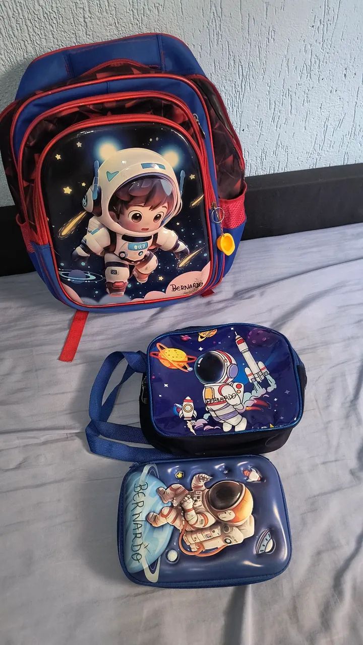 Trio (Mochila, Estojo e lancheira) Astronauta  - Foto 2