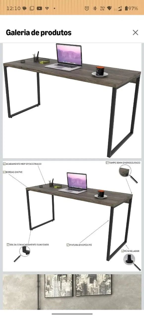 Mesa para escritório (nova/lacrada) - Foto 2