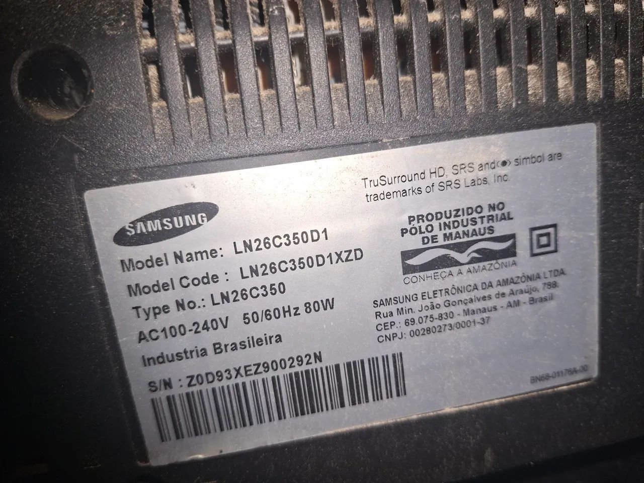 TV Samsung 26" LCD Modelo LN26C350 - Funcionando Perfeitamente  400$