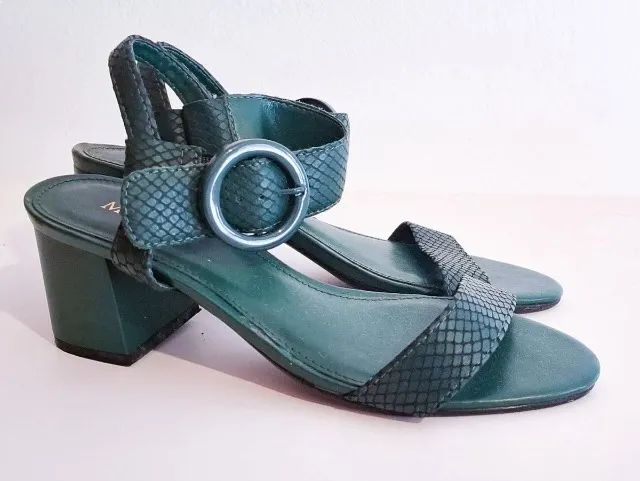 sandália croco verde mr. cat bloco - Foto 3