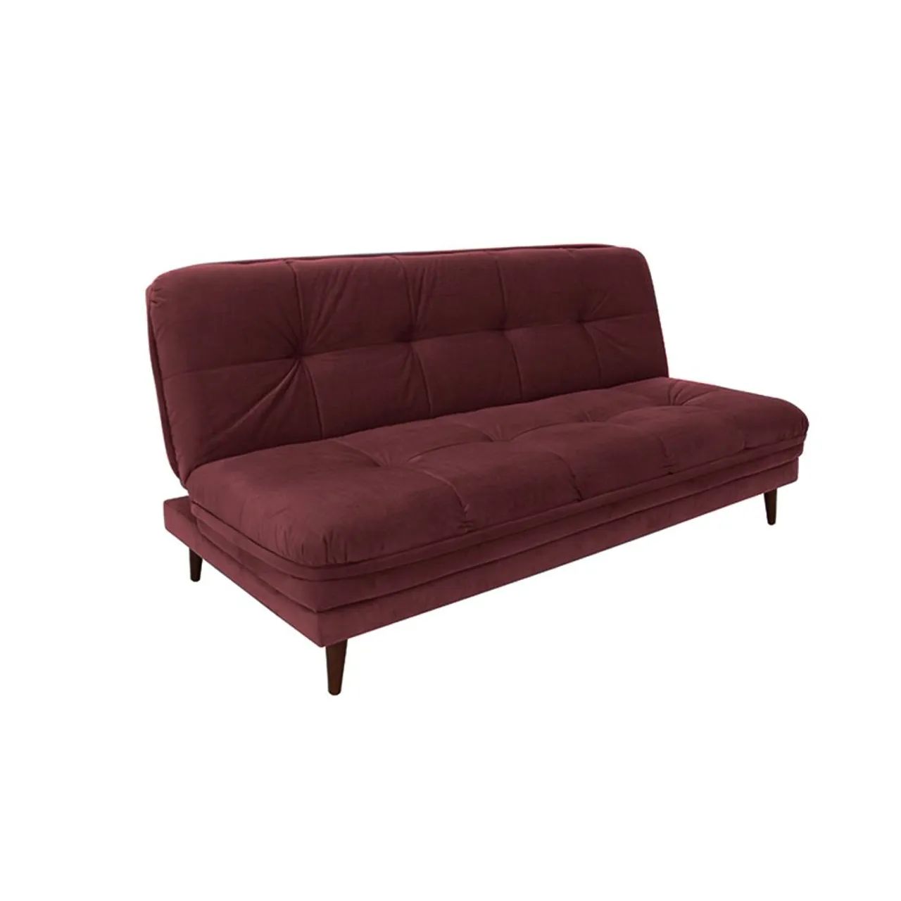 Sofá Cama Casal 3 Lugares Suede / Veludo - Vinho / Bordô