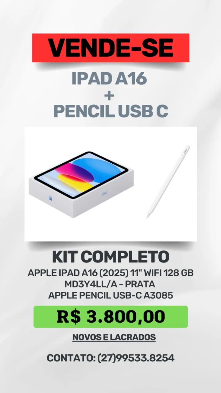 Apple iPad A16 128gb Wifi 2025 A3354 Md3y4ll + Apple Pencil