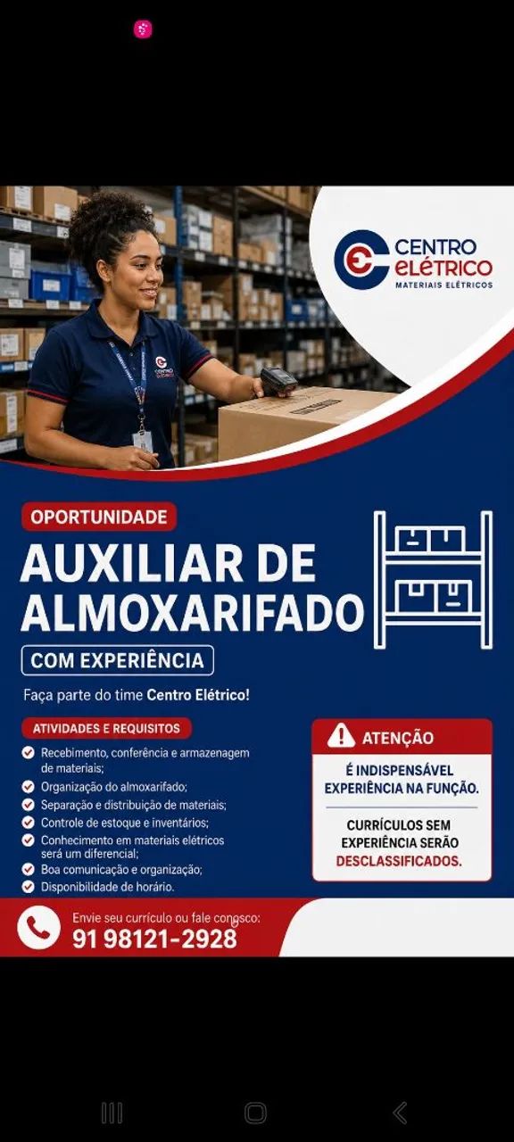 Vaga para almoxarifado.