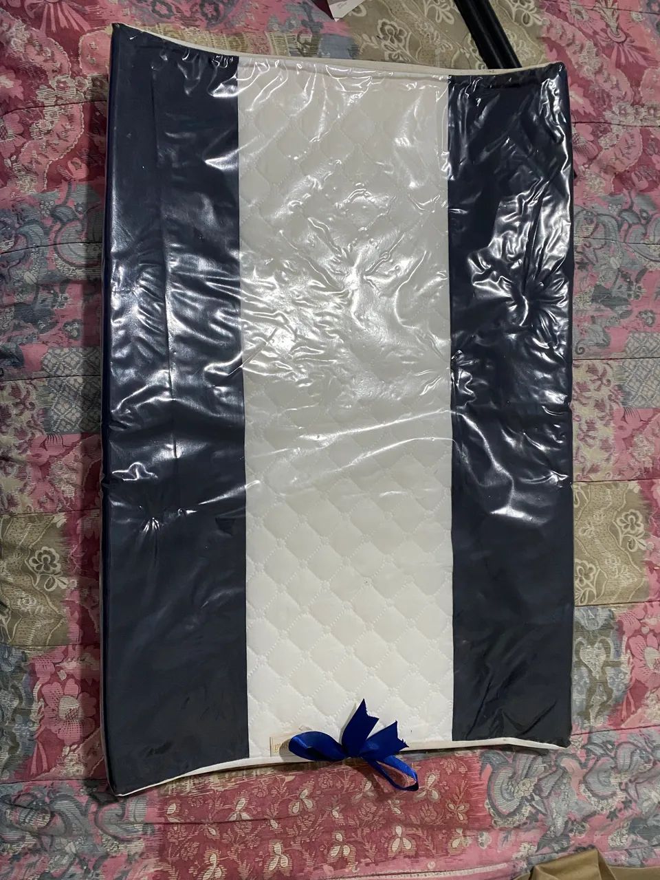 Trocador de Bebê Acolchoado - Azul-Marinho e Branco - Foto 2