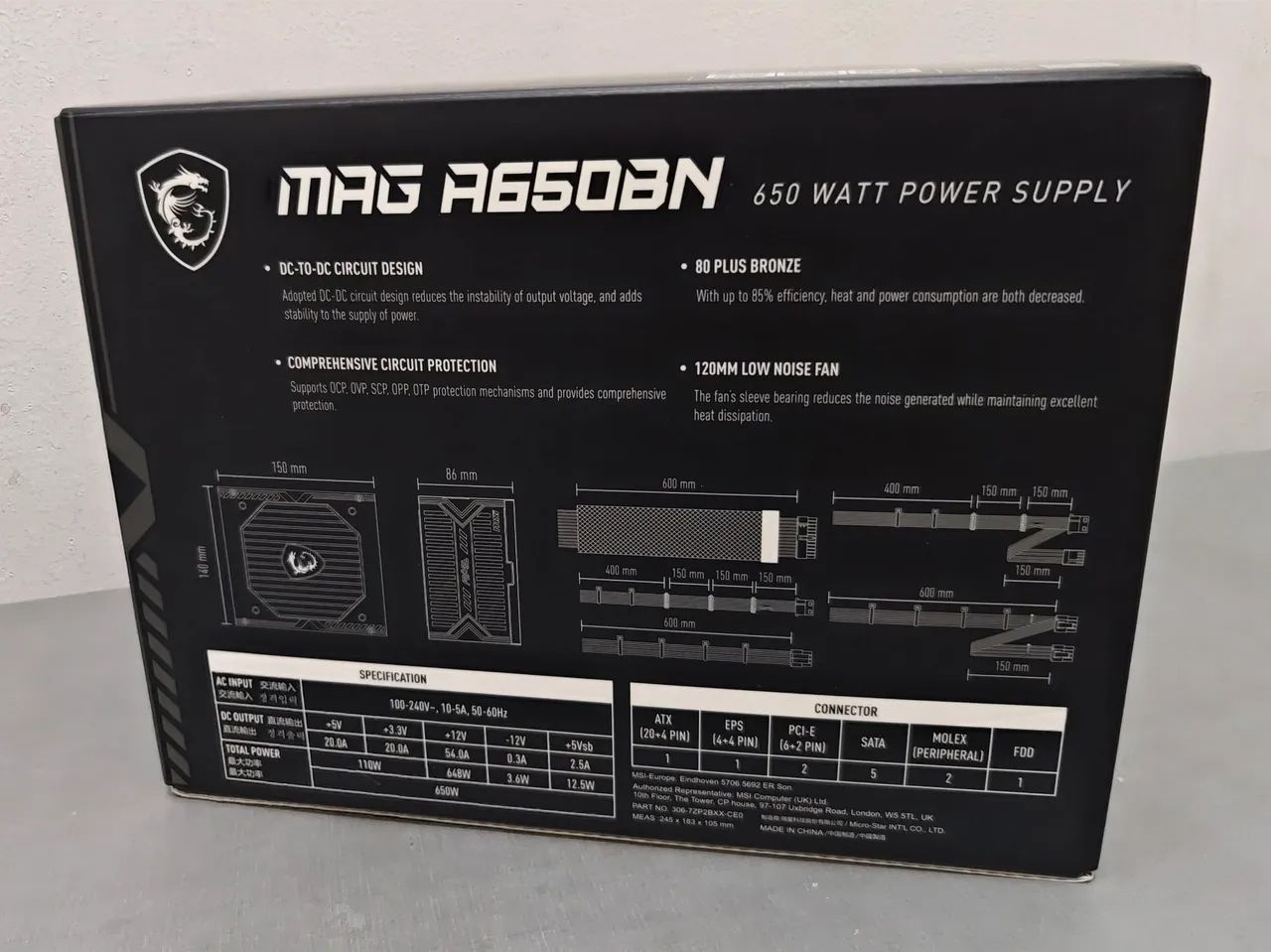 Fonte MSI MAG 650W 80 Plus PFC Ativo - Foto 3