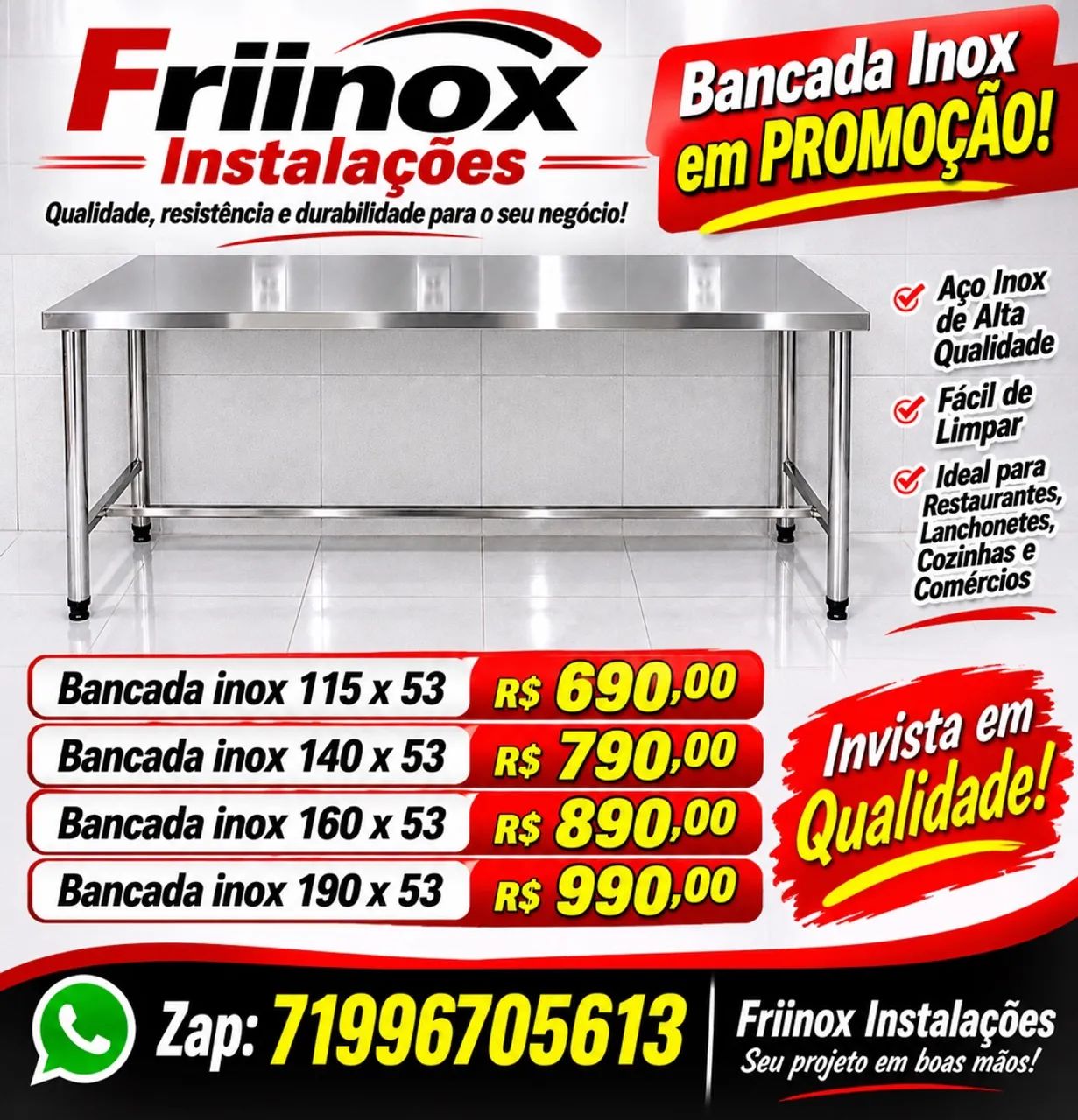 Bancada inox 