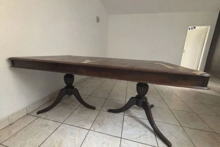 Mesa de Jantar Grande em Madeira com Base Dupla