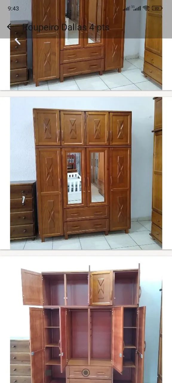 Guarda roupa Dallas 4 PTS + maleiro 