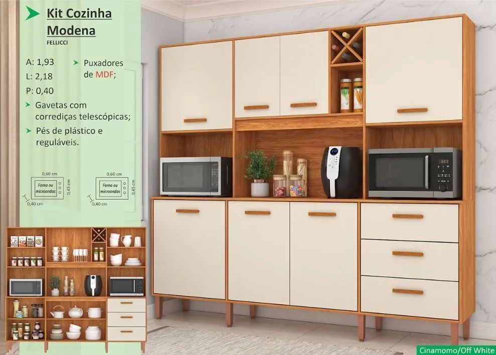 Armário de cozinha Modena off white 