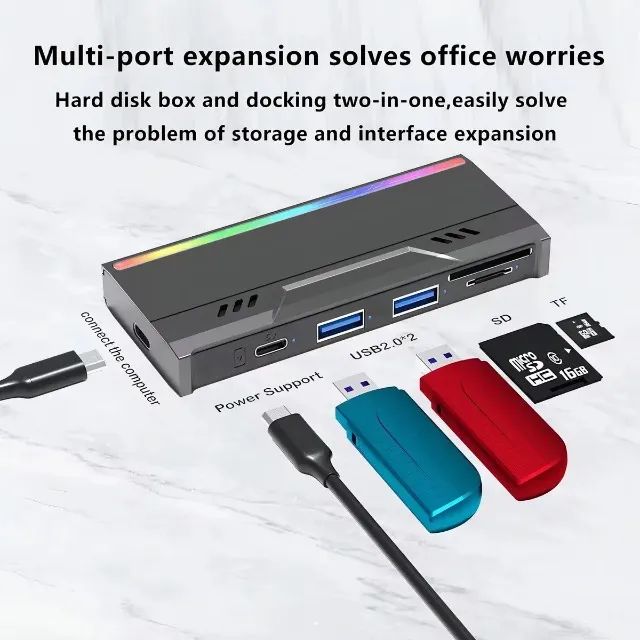 Case SSD M.2 NVMe USB 3.0 Leitor SD TF USB Hub  - Foto 5