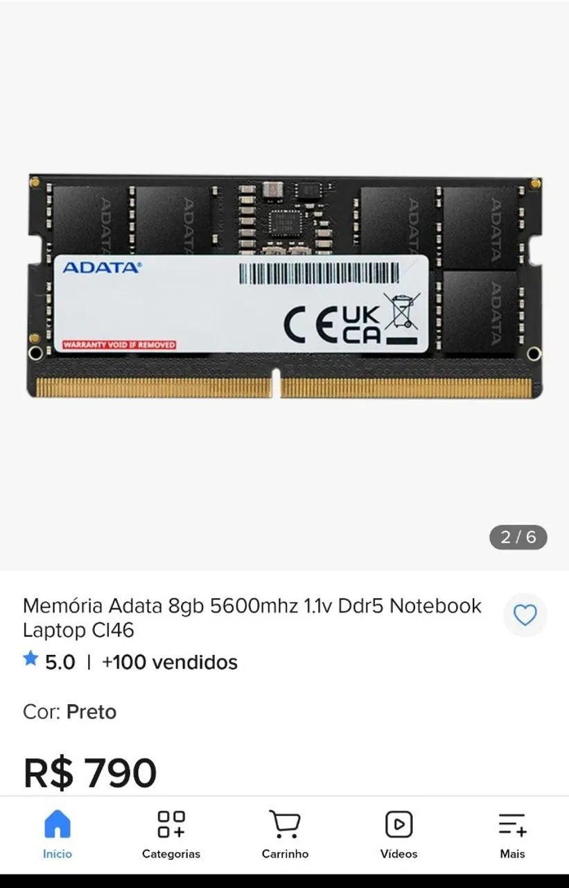 Memória Notebook 8Gb DDR5 5600Mhz - Foto 3