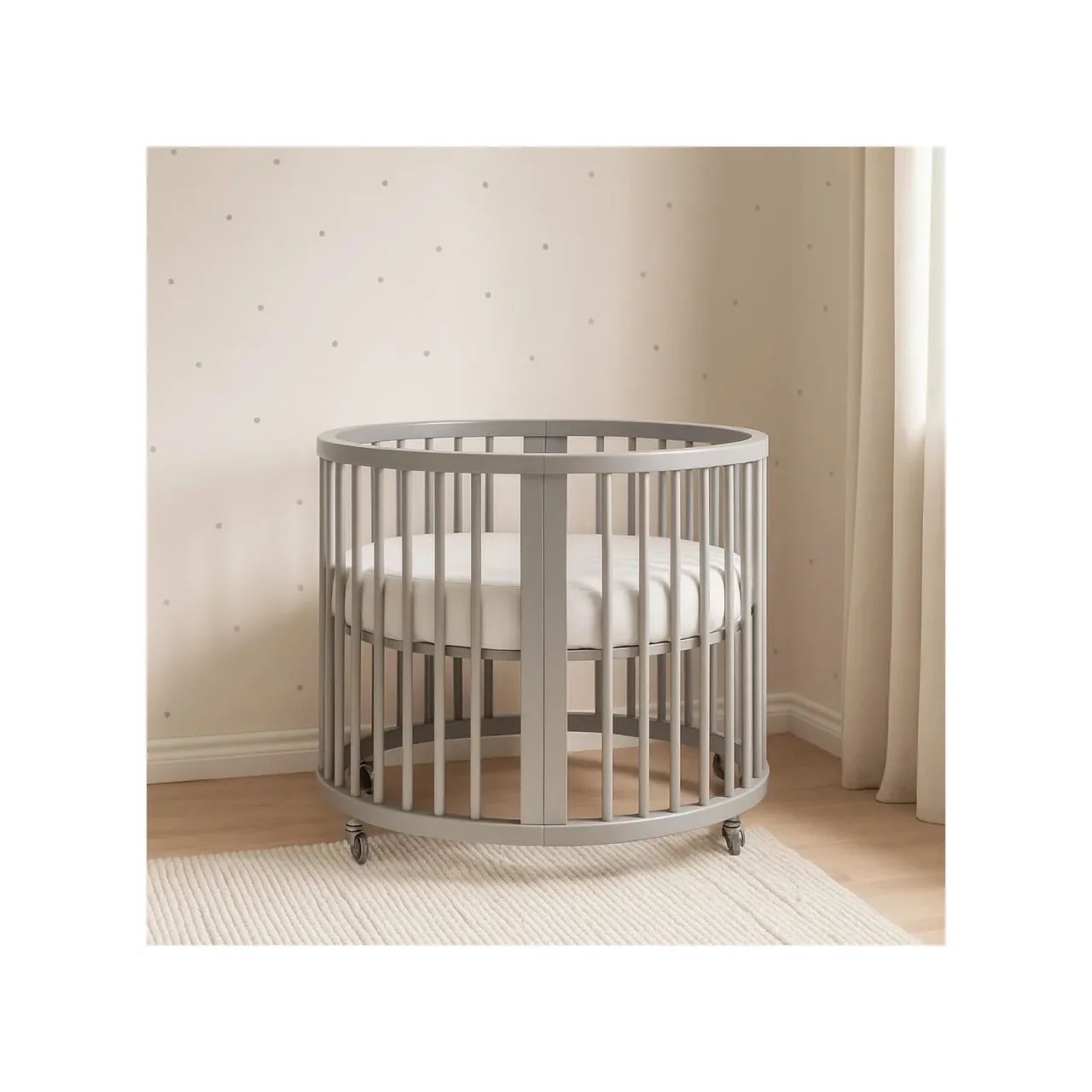 Berço Crescer Redondo com colchão - Cinza - Foto 5