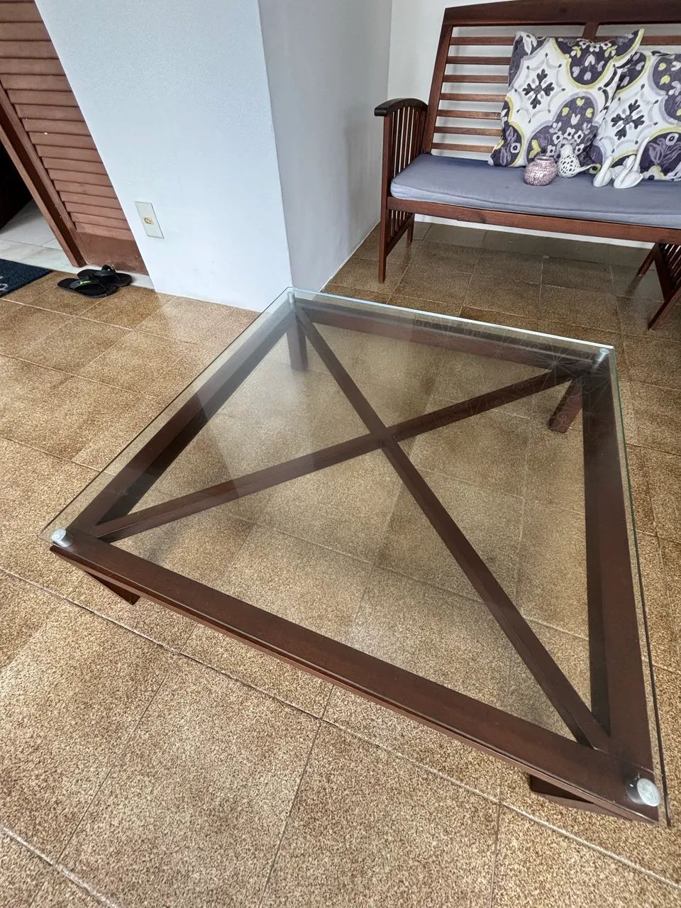Mesa de centro madeira e vidro  - Foto 3