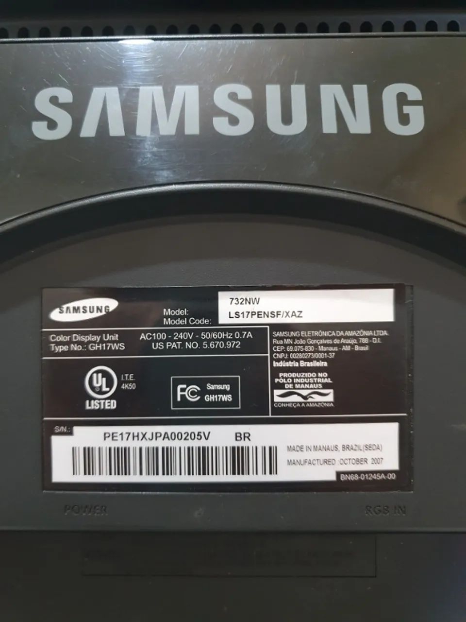 Monitor 17 polegadas Samsung  LS17PENSF XAZVGA (testo na hora) R$ = 119,00 - Foto 4