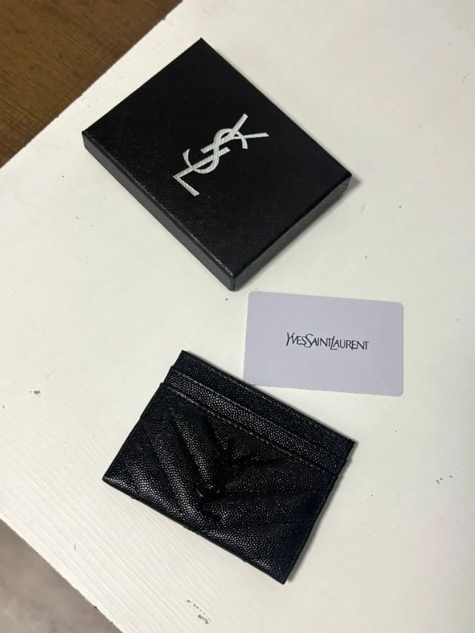 porta cartão ysl preto croco 