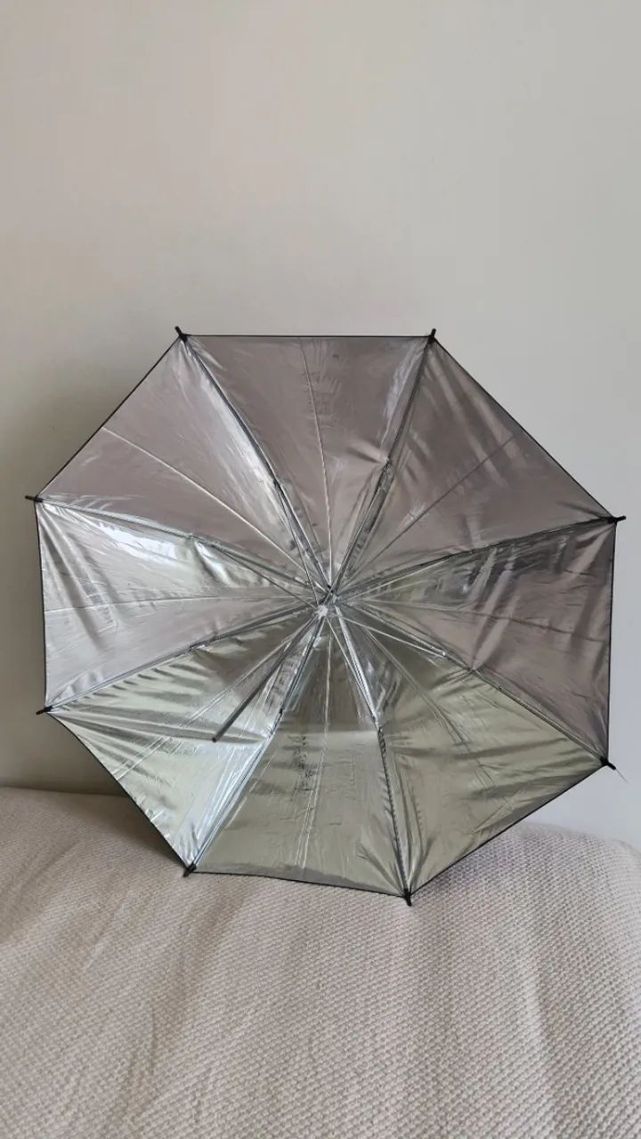 Sombrinha Estúdio Fotográfico Rebatedora Prata - 90cm - Foto 2