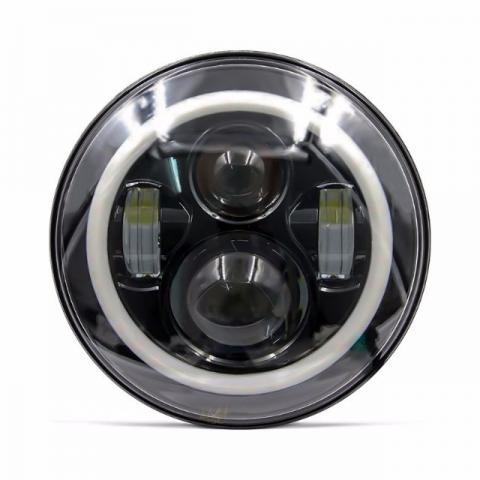 Farol Led 7 Polegada C/ Angel Branco E Pisca Laranja - 4x4 Harley Troller Jeep - Foto 3