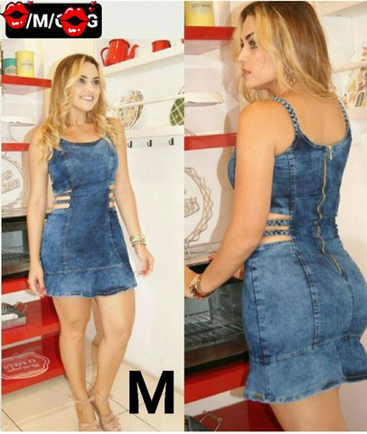 vestido jeans com lycra