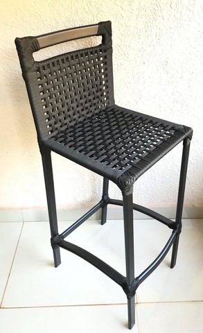 Banqueta Alta Aluminio Corda Náutica Preta - Foto 4