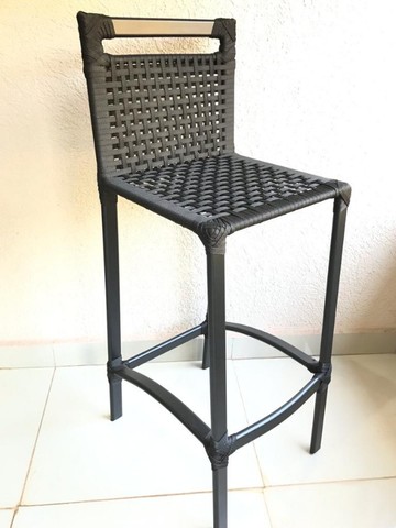 Banqueta Alta Aluminio Corda Náutica Preta - Foto 5