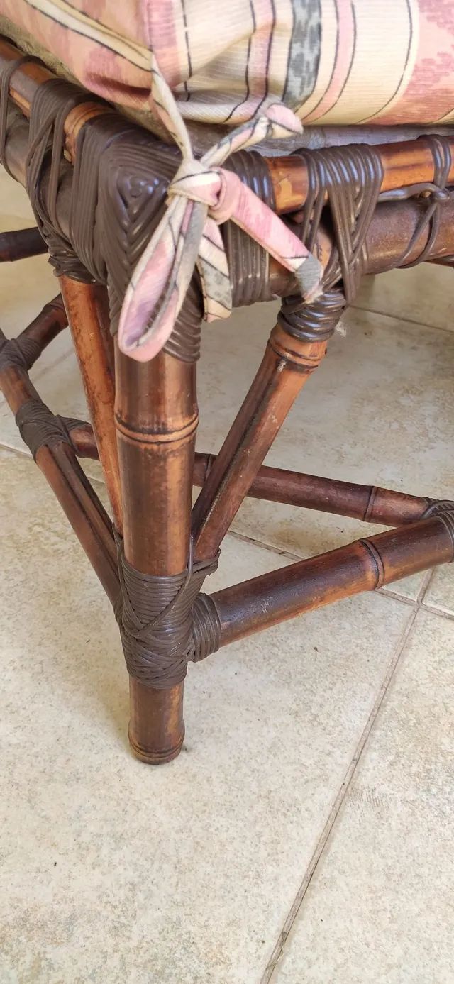 Conjunto em Cana da Índia Poltrona e assento para os pés no - Foto 4
