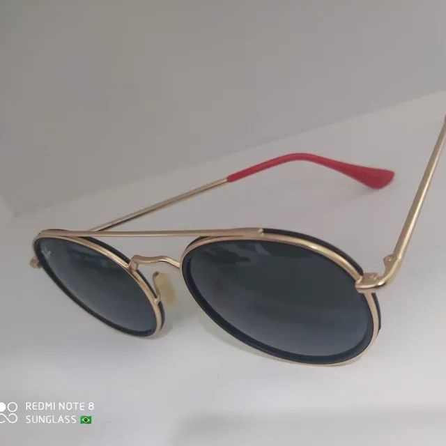 Óculos de Sol RB Round Double Bridge Grife Proteção UV400 - Foto 3