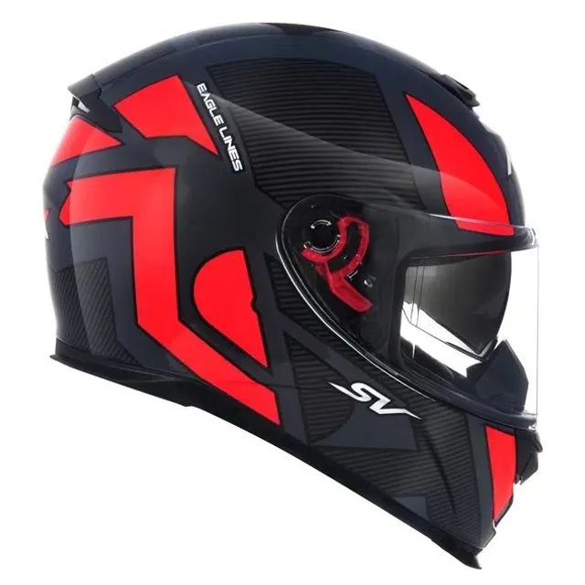 Capacete ASX Eagle SV Lines Brilho Cinza/Vermelho (Entrega Grátis) - Foto 5